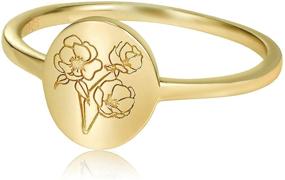 img 4 attached to YeGieonr Handmade Flower Signet Ring: Exquisite 18K Gold Statement Jewelry with Botanical Engraving - Perfect Personalized Gift for Women/Girls