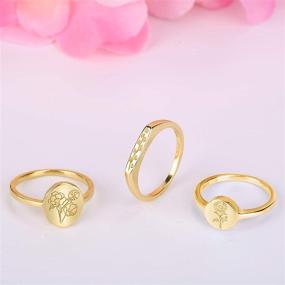 img 1 attached to YeGieonr Handmade Flower Signet Ring: Exquisite 18K Gold Statement Jewelry with Botanical Engraving - Perfect Personalized Gift for Women/Girls