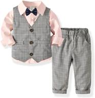 baby boys formal set: gentleman suit vest, pants, shirt, bow tie - perfect wedding wear for toddlers logo