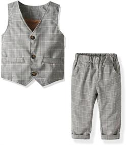 img 3 attached to Baby Boys Formal Set: Gentleman Suit Vest, Pants, Shirt, Bow Tie - Perfect Wedding Wear for Toddlers