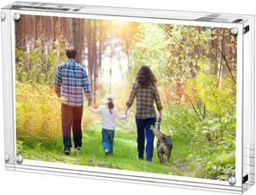 img 4 attached to Boxalls 5x7 Inches Acrylic Picture Frame - Desktop Frameless Photo Frame with Magnetic Closure, Double Sided Transparent Design