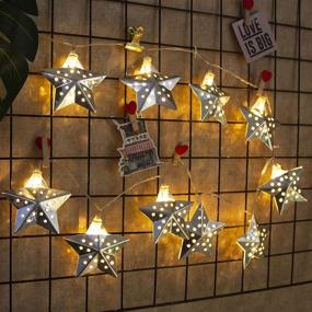 img 3 attached to EAMBRITE Warm White Fairy Lights - Metal Star String Lights with 10 LEDs, Battery Operated Indoor Decoration for Easter, Birthday, Wedding, Window, Desk, Mantelpiece, Party, Kids' Room, and Bedroom