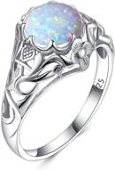 💍 szjinao vintage real silver opal rings for women - 2ct round shape art deco ring in silver, ideal jewelry gift for winter, ladies, moms, and christmas celebrations logo