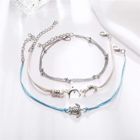 img 2 attached to FL BEAUTY Multilevel Organizational Turtles and Dolphins 🐢 Charms Beach Ankle Bracelets - Silver Plated 3pcs Set