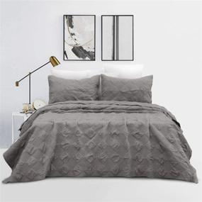 img 4 attached to 🛏️ Ultra Soft Natural Union Grey Quilt Set Full/Queen - Stone-Washed 3 Piece Microfiber Bedspread Coverlet Set with Shams - Lightweight Bedding Cover for Queen/Full Beds - 86''x96'' (Grey)