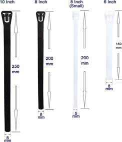 img 3 attached to 🔗 100-Pack Reusable Releasable Adjustable Nylon Cable Zip Ties - 6+8(Small)+8+10 Inch Assorted Black & White, Self-Locking Plastic Wire Ties for Organization, Plant Ties - 50 lbs Tensile Strength