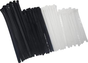 img 4 attached to 🔗 100-Pack Reusable Releasable Adjustable Nylon Cable Zip Ties - 6+8(Small)+8+10 Inch Assorted Black & White, Self-Locking Plastic Wire Ties for Organization, Plant Ties - 50 lbs Tensile Strength