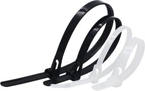 img 1 attached to 🔗 100-Pack Reusable Releasable Adjustable Nylon Cable Zip Ties - 6+8(Small)+8+10 Inch Assorted Black & White, Self-Locking Plastic Wire Ties for Organization, Plant Ties - 50 lbs Tensile Strength