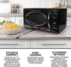 img 3 attached to Nostalgia Retro RMO4BK 0.9 cu ft 800W Countertop Microwave Oven with 5 Power Levels, 12 Cook Settings, LED Display - Jet Black