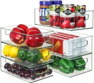 🗄️ clear plastic fridge organizer bins with handles - set of 6 (3 large & 3 medium) for freezer, cabinet, countertop, cupboard, pantry organization and storage логотип