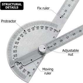 img 2 attached to Precision Stainless Woodworking Protractor for Accurate Degree Measurement