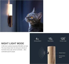 img 3 attached to 🔦 FR.Tooc Motion Sensor Night Light: Smart LED Light with 4M Sensing Distance - Hand-held Portable, Stick Anywhere for Bedroom, Hallway, Stairway, Children's Room and More! High Grade Solid Wood Glass Material