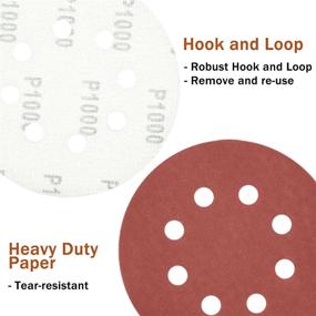 img 2 attached to 🪚 100-Piece Pack of 5-Inch 8-Hole High Grit Orbital Sanding Discs - Includes 5 Sanding Hook and Loop, Tack Cloth, with Grit Options of 800, 1000, 1200, 1500, 2000 - Round Sandpaper Discs by S&F STEAD & FAST