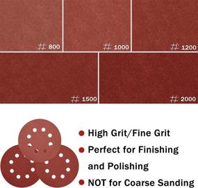 img 3 attached to 🪚 100-Piece Pack of 5-Inch 8-Hole High Grit Orbital Sanding Discs - Includes 5 Sanding Hook and Loop, Tack Cloth, with Grit Options of 800, 1000, 1200, 1500, 2000 - Round Sandpaper Discs by S&F STEAD & FAST