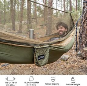 img 2 attached to Sunyear Portable Camping Hammock with Net and Tree Straps – Double Tree Hammock for Outdoor, Indoor, Backpacking, Travel & Survival (20ft Total, 16+1 Loops)