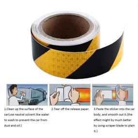 img 1 attached to Onerbuy Waterproof Reflective Safety Hazard Caution Tape Yellow Black Striped Floor Marking Tape Self-Adhesive Warning Sticker