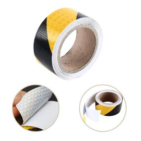 img 2 attached to Onerbuy Waterproof Reflective Safety Hazard Caution Tape Yellow Black Striped Floor Marking Tape Self-Adhesive Warning Sticker