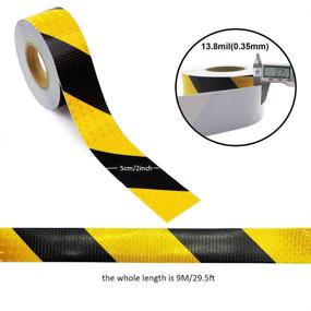 img 3 attached to Onerbuy Waterproof Reflective Safety Hazard Caution Tape Yellow Black Striped Floor Marking Tape Self-Adhesive Warning Sticker