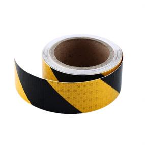 img 4 attached to Onerbuy Waterproof Reflective Safety Hazard Caution Tape Yellow Black Striped Floor Marking Tape Self-Adhesive Warning Sticker