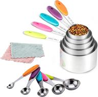 premium 10 piece stainless steel measuring cups and spoons set with scrub sponge – perfect for dry and liquid ingredients logo