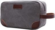 🧳 iblue travel dopp kit: stylish leather and canvas toiletry bag for men & women, shaving organizer - grey, b03 logo