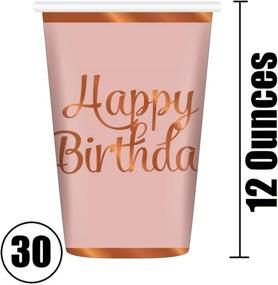 img 2 attached to 🎉 Rose Gold Foil Happy Birthday Party Supplies | Complete Party Pack with 30 Servings: 9" Dinner Paper Plates, 7" Dessert Paper Plates, 12 oz Cups, 3 Ply Napkins