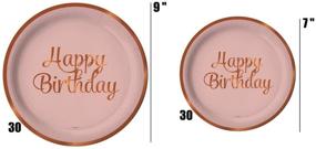 img 3 attached to 🎉 Rose Gold Foil Happy Birthday Party Supplies | Complete Party Pack with 30 Servings: 9" Dinner Paper Plates, 7" Dessert Paper Plates, 12 oz Cups, 3 Ply Napkins