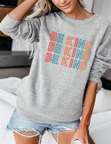 img 2 attached to 🌸 Blooming Jelly Women's Be Kind Graphic Sweatshirt: Cute, Comfy Crewneck Raglan Long Sleeve Pullover Top