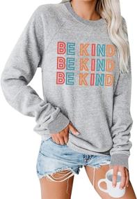 img 4 attached to 🌸 Blooming Jelly Women's Be Kind Graphic Sweatshirt: Cute, Comfy Crewneck Raglan Long Sleeve Pullover Top