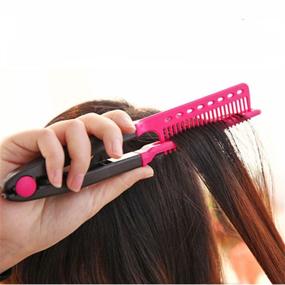 img 1 attached to 💇 DIY Salon Hair Brush Comb - V Shaped Hair Straightener for Hairdressing Styling, Random Color - 1PC