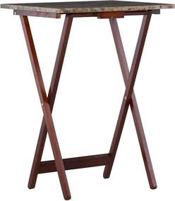 img 3 attached to 🎨 Stylish Linon Home Decor Tray Table Set in Brown with Faux Marble Finish