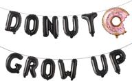 🍩 16-inch multicolor donut grow up foil letter balloons for donut theme birthday and party - cannot float (donut grow up black) логотип