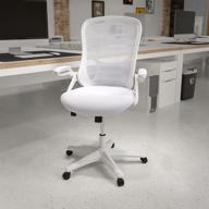 🪑 premium swivel office chair: flash furniture high back white mesh ergonomic chair with flip-up arms & white frame logo