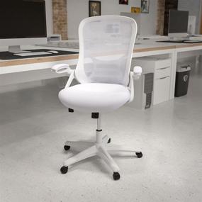 img 3 attached to 🪑 Premium Swivel Office Chair: Flash Furniture High Back White Mesh Ergonomic Chair with Flip-up Arms & White Frame