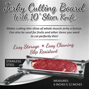img 3 attached to Мясорубка из нержавеющей стали для приготовления джерки со 🔪 10-дюймовым профессиональным ножом для нарезки и резки и разделочной доской