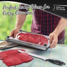 img 2 attached to Мясорубка из нержавеющей стали для приготовления джерки со 🔪 10-дюймовым профессиональным ножом для нарезки и резки и разделочной доской