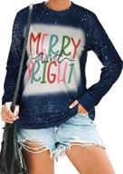 stylish mousya christmas t-shirt: women's merry bright colorful letter printed sweatshirt logo