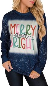 img 3 attached to Stylish MOUSYA Christmas T-Shirt: Women's Merry Bright Colorful Letter Printed Sweatshirt