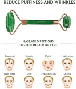 img 2 attached to 🌿 Green Jade Roller for Face & Gua Sha Massager Tool - 3 in 1 Kit, Anti-Aging Rose Quartz Jade Roller Set, 100% Natural Face Beauty Set for Women, Reducing Eye Wrinkles