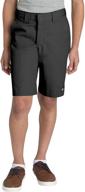 🩳 husky boys' dickies flexwaist flat front short with additional pocket logo