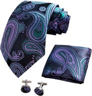 👔 cangron paisley necktie set with pocket cufflinks - men's accessories for ties, cummerbunds & pocket squares logo