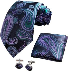 img 4 attached to 👔 CANGRON Paisley Necktie Set with Pocket Cufflinks - Men's Accessories for Ties, Cummerbunds & Pocket Squares