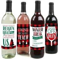 🍷 big dot of happiness plaid teacher appreciation wine bottle label stickers - perfect holiday and christmas gifts décor for men and women - set of 4 логотип