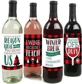 img 4 attached to 🍷 Big Dot of Happiness Plaid Teacher Appreciation Wine Bottle Label Stickers - Perfect Holiday and Christmas Gifts Décor for Men and Women - Set of 4