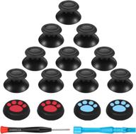 🎮 improved 5 pairs replacement analog stick joystick thumbsticks parts with rubberized tops, thumb grips, and repair screwdriver kit for playstation dualshock 4 ps4 controller logo