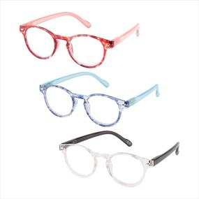 img 3 attached to 👓 CARA 6-Pack Premium Blue Light Blocking Reading Glasses - Stylish Round Frame with Spring Hinges for Men and Women - Ideal Computer Eyewear