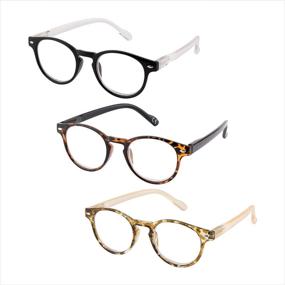 img 2 attached to 👓 CARA 6-Pack Premium Blue Light Blocking Reading Glasses - Stylish Round Frame with Spring Hinges for Men and Women - Ideal Computer Eyewear