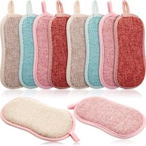 img 4 attached to 🧽 Pack of 10 Non-Scratch Microfiber Sponge Kitchen Scrubber Pads - Reusable Scouring Pads for Dish Cleaning, Pots, and Kitchen Dishes