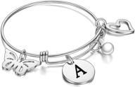 malyunin initial alphabet bracelet: heart, butterfly, personalized jewelry for women & girls logo