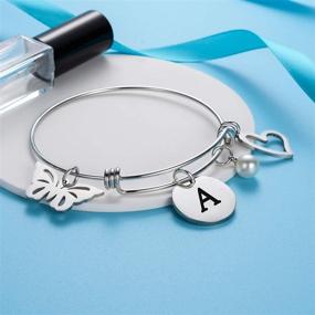 img 3 attached to Malyunin Initial Alphabet Bracelet: Heart, Butterfly, Personalized Jewelry for Women & Girls